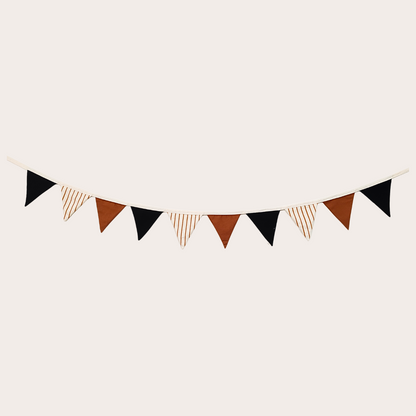 Black and Caramel Linen Bunting