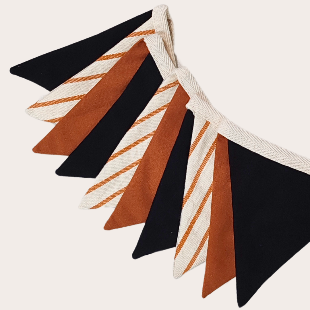 Black and Caramel Linen Bunting