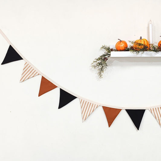 Black and Caramel Linen Bunting