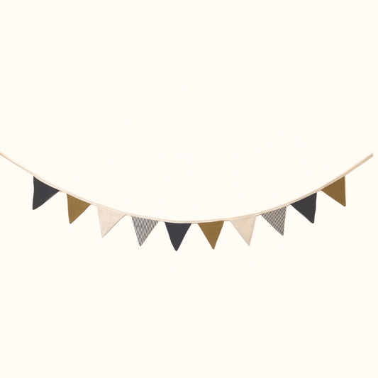 Black and Mustard Linen Bunting